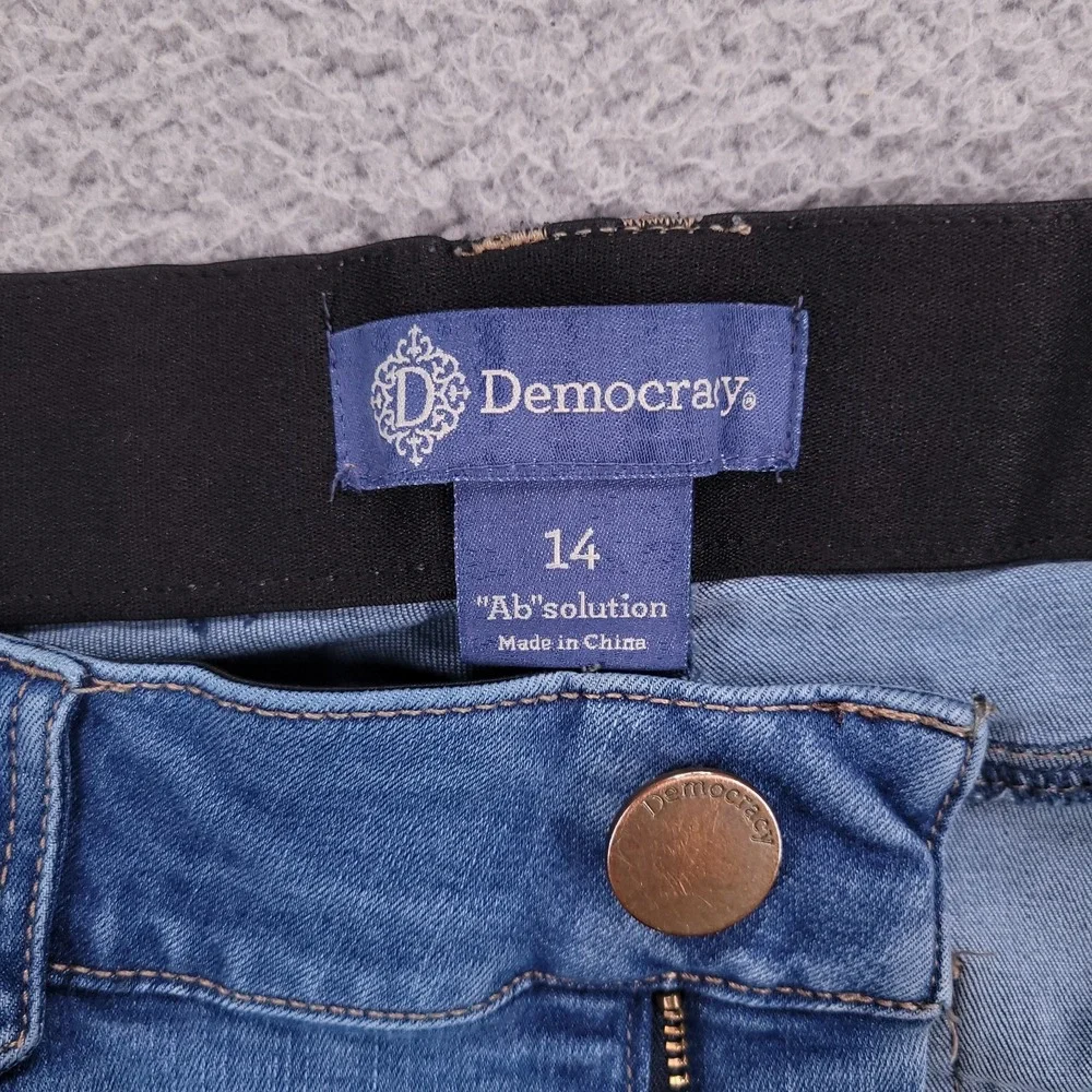 DEMOCRACY Jeans Size 14 Skinny Ankle Mid Rise Medium Wash Stretch Denim